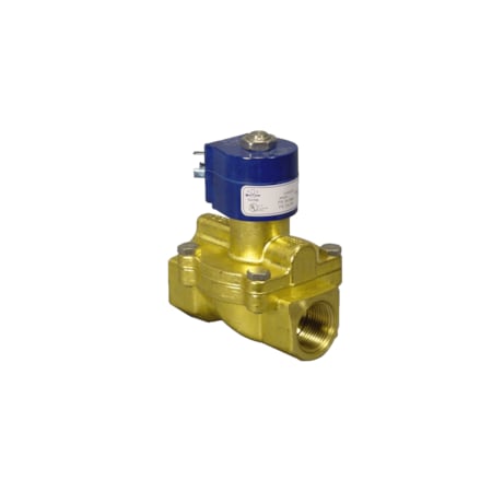 3/4 NPT, 2-Way Brass Solenoid Valve, Closed, TFE, 24/50-60, DIN